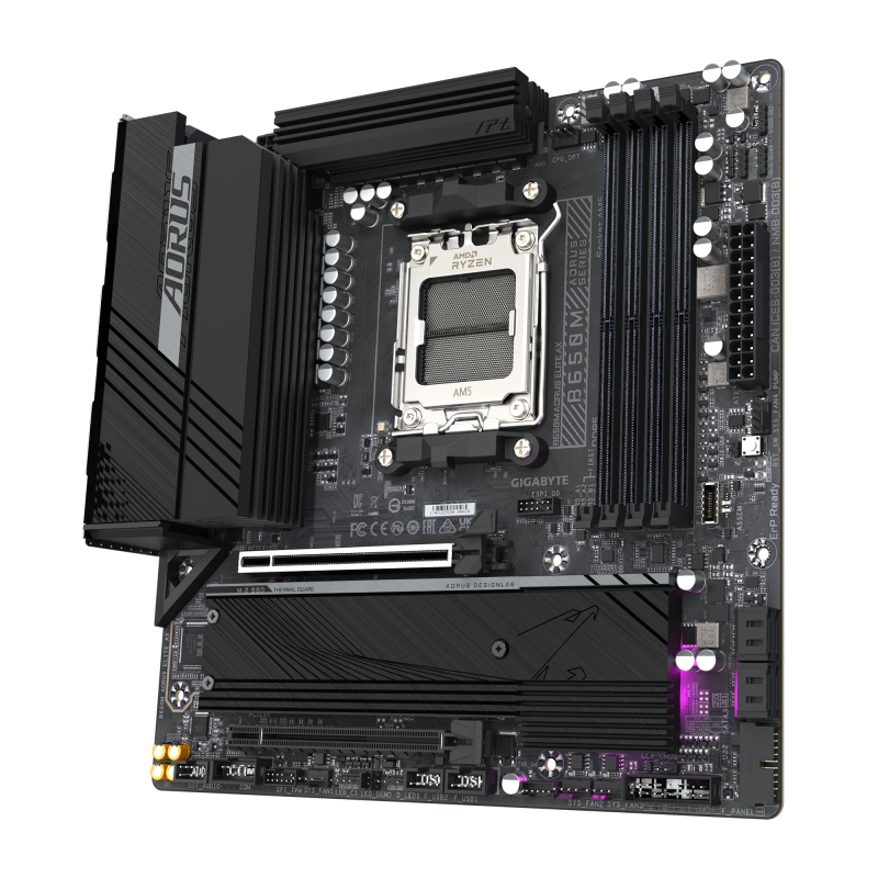 Gigabyte | B650M AORUS ELITE AX rev 1.3 | Procesoru saime AMD | Procesora ligzda AM5 | DDR5 DIMM | Atbalstītie cietā diska interfeisi SATA, M.2 | SATA savienotāju skaits 4