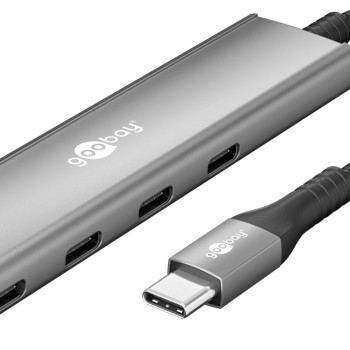 Goobay Slim 4-portu USB koncentrators | USB-C uz USB-C | 5 Gbit/s