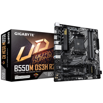 Gigabyte B550M DS3H R2 | Procesoru ģimene AMD | Procesoru ligzda AM4 | DDR4 DIMM | Atbalstītie cietā diska interfeisi SATA, M.2 | SATA konektoru skaits 4