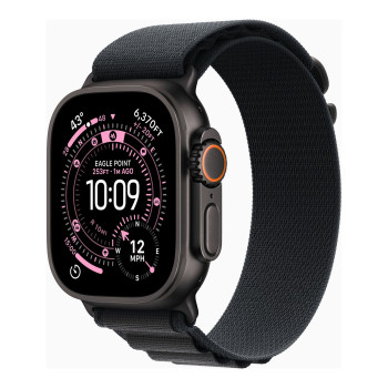Apple Watch Ultra 3 GPS + Cellular 49 mm melns titāna korpuss ar melnu Alpine Loop — vidējs | Apple
