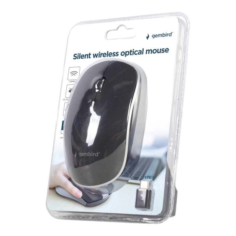 Gembird | Silent Optical Mouse | MUSW-4BSC-01 | Wireless | USB-C | Black