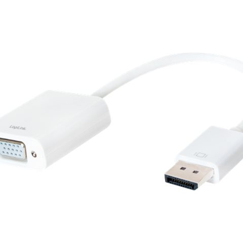Logilink | Logilink CV0059B, DisplayPort 1.2 uz VGA aktīvs adapters ar 15 cm kabeli | Balts | DisplayPort | VGA