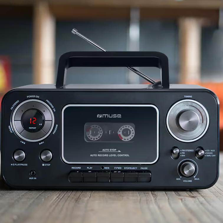 Muse | Stereo radio CD kasešu ierakstītājs | M-182RDC | Melns | AUX ieeja | Kasešu dekā | CD atskaņotājs | FM radio