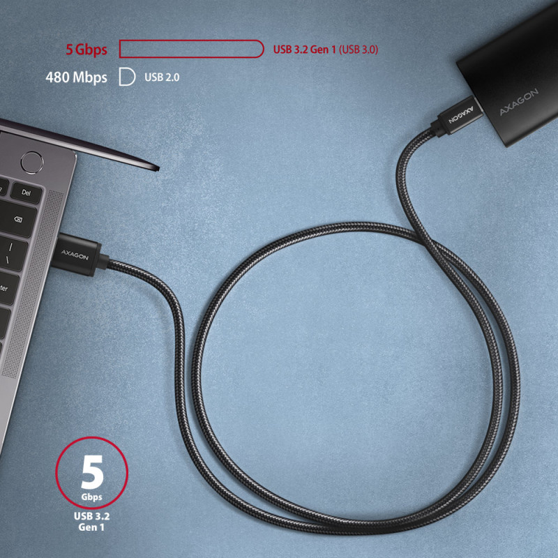 AXAGON | Data and charging USB 3.2 Gen 1 cable, 1 m | BUCM3-AM10AB | USB Type A - USB Type C