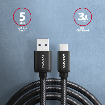 AXAGON | Datu un uzlādes USB 3.2 Gen 1 kabelis, 1 m | BUCM3-AM10AB | USB Type A - USB Type C