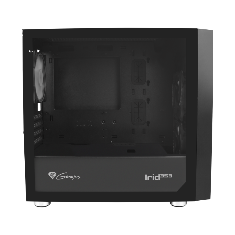 GENESIS IRID 353 ARGB PC korpuss, Micro tower, 2x USB 2.0, 2x Jack, 1x USB 3.0, Melns | Genesis | IRID 353 ARGB | Black | ATX
