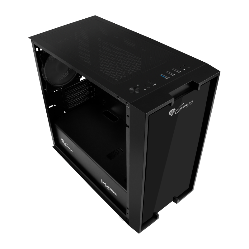 GENESIS IRID 353 ARGB PC korpuss, Micro tower, 2x USB 2.0, 2x Jack, 1x USB 3.0, Melns | Genesis | IRID 353 ARGB | Black | ATX