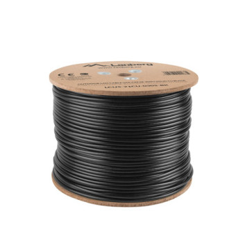 Lanberg | Kabelis Cat.5E UTP 305M Solid Outdoor CU Melns Fluke Pārbaudīts | LCU5-21CU-0305-BK