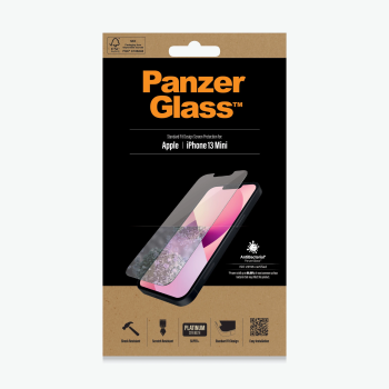 PanzerGlass | Caurspīdīgs ekrāna aizsargs | Apple | iPhone 13 Mini | Rūdīts stikls | Antibakteriāls stikls; Izturīgs pret skrāpējumiem un baktērijām; Triecienu absorbējošs; Viegli uzstādāms