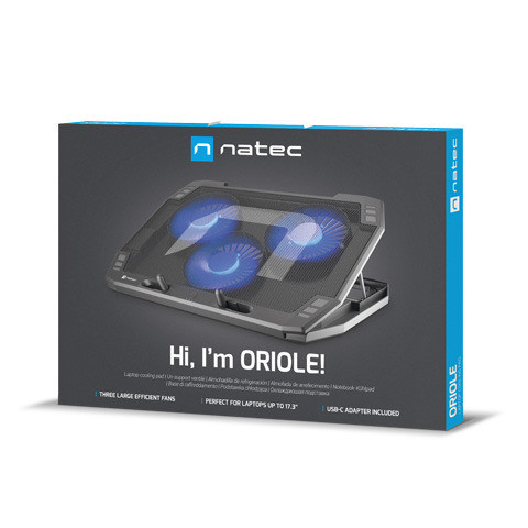 Natec | Laptop Cooling Pad | ORIOLE | Black | 270 x 400 x 25 mm | 740 g
