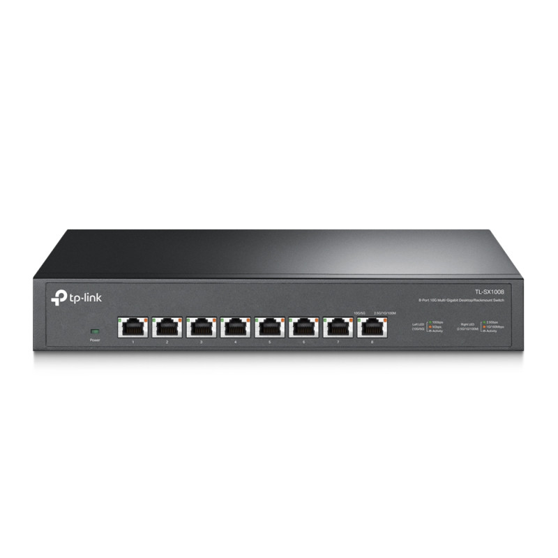 TP-LINK | 8-portu 10G slēdzis | TL-SX1008 | Nevadīts | Galda/staciju vai iekārtu plaukta montāža | Barošanas avots: ārējs
