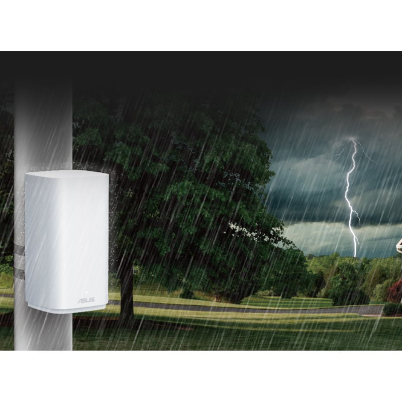 Asus | BE3600 divjoslu WiFi 7 AiMesh paplašināms maršrutētājs | ZenWiFI BD4 OUTDOOR | 802.11be | 3600 Mbit/s | Ethernet LAN (RJ-45) porti 2 | Mesh atbalsts Jā | MU-MIMO Nē | Nav mobilā platjosla | Antenas tips Iekšējā