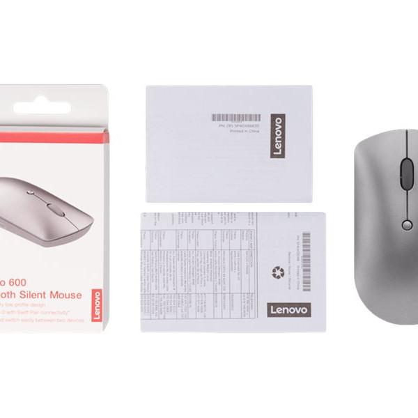 Lenovo | Silent Mouse | 600 | Optiskā pele | Dual-host Bluetooth 5.0 | Iron Grey | 1 gads