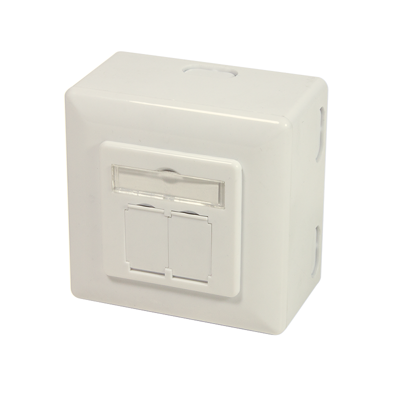 NP0006A Wall Outlet | Metal die-cast housing with strain relief; Horizontal cable entry with strain relief; Network wall outlet Cat.6 fully shielded, with surface back box | Pure White