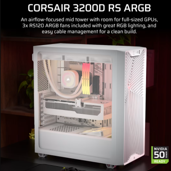 Corsair PC korpuss | 3200D RS ARGB | Balts | Mid-Tower