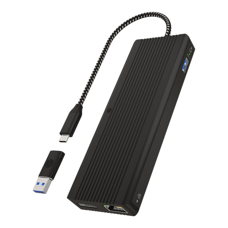 Raidsonic | Icy Box 9-in-1 USB Type-C un Type-A dokstacija ar divām video izvadiem | IB-DK4080AC | Dokstacija | Ethernet LAN (RJ-45) porta skaits 1 | USB 2.0 portu skaits 3 | HDMI portu skaits 2 | Ethernet LAN