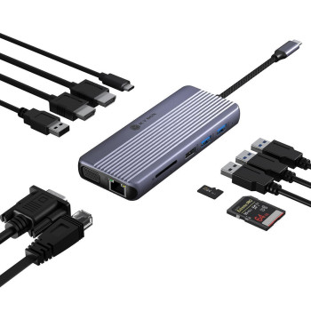 Raidsonic Icy Box Travel Dock 12-in-1, 3x video izvade (2x HDMI + 1x VGA) | IB-DK4062-CPD