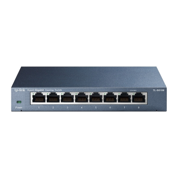 TP-LINK | Slēdzis | TL-SG108 | Nevadāms | Galda | 8 Gigabit Ethernet (vara) porti | Barošanas avots Ārējais | 36 mēnesi