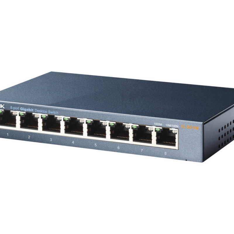 TP-LINK | Slēdzis | TL-SG108 | Nevadāms | Galda | 8 Gigabit Ethernet (vara) porti | Barošanas avots Ārējais | 36 mēnesi