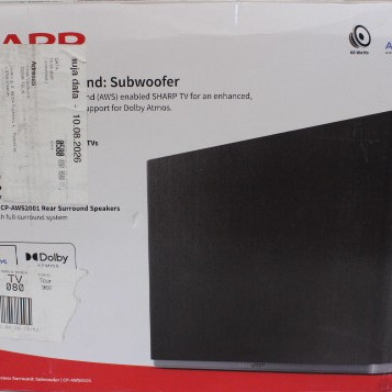 IZPĀRDOŠANA Sharp AQUOS Wireless Surround Subwoofer | Sharp | AQUOS Surround Subwoofer | CP-AWS0101 | Wi-Fi | IEPAKOJUMS BOJĀTS, LIETOTS