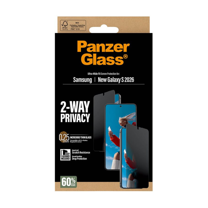 PanzerGlass 2-virzienu privātuma ekrāna aizsargs Samsung New Galaxy S26 | Ultra-Plats Fit ar EasyAligner | PanzerGlass