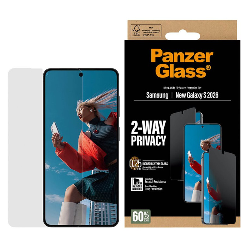 PanzerGlass 2-virzienu privātuma ekrāna aizsargs Samsung New Galaxy S26 | Ultra-Plats Fit ar EasyAligner | PanzerGlass