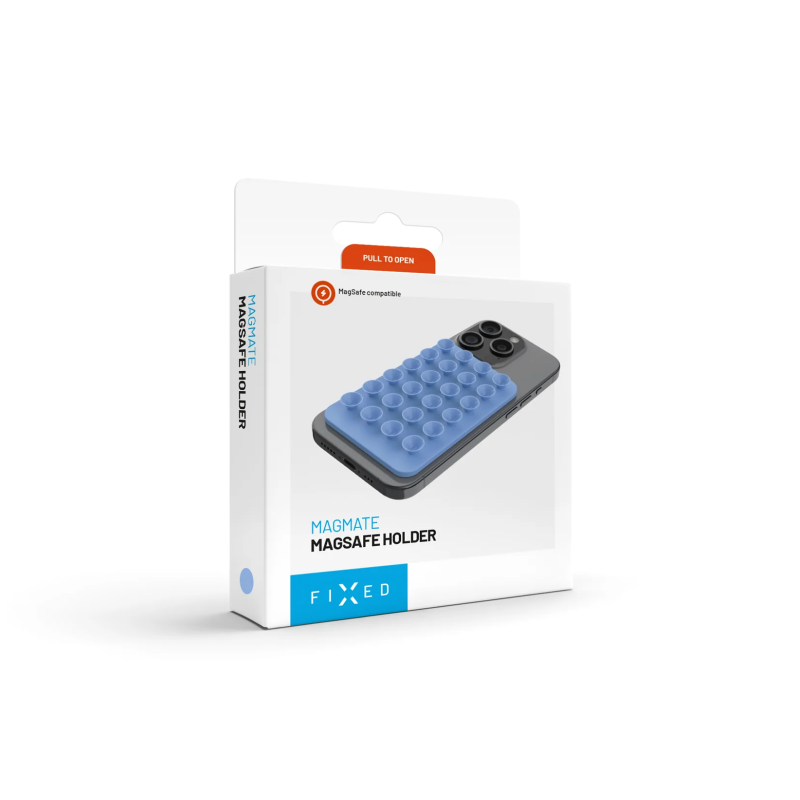 Fixed | MagMate | MagSafe Holder With Suction Cups | Apple | iPhone 12 and newer, or any phone with a MagSafe case | Liquid Silicone | Blue
