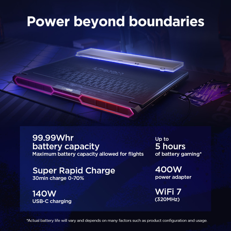Lenovo Legion Pro 7 16IAX10H | Eclipse Black | 16 " | OLED | WQXGA | 2560 x 1600 pixels | Intel Core Ultra 9 | 275HX | 32 GB | CSODIMM DDR5 | Solid-state drive capacity 2x1000 GB | NVIDIA GeForce RTX 5080 | GDDR7 | 16 GB | Windows 11 Home | 802.11be | Bluetooth version 5.4 | Keyboard language English | Keyboard backlit