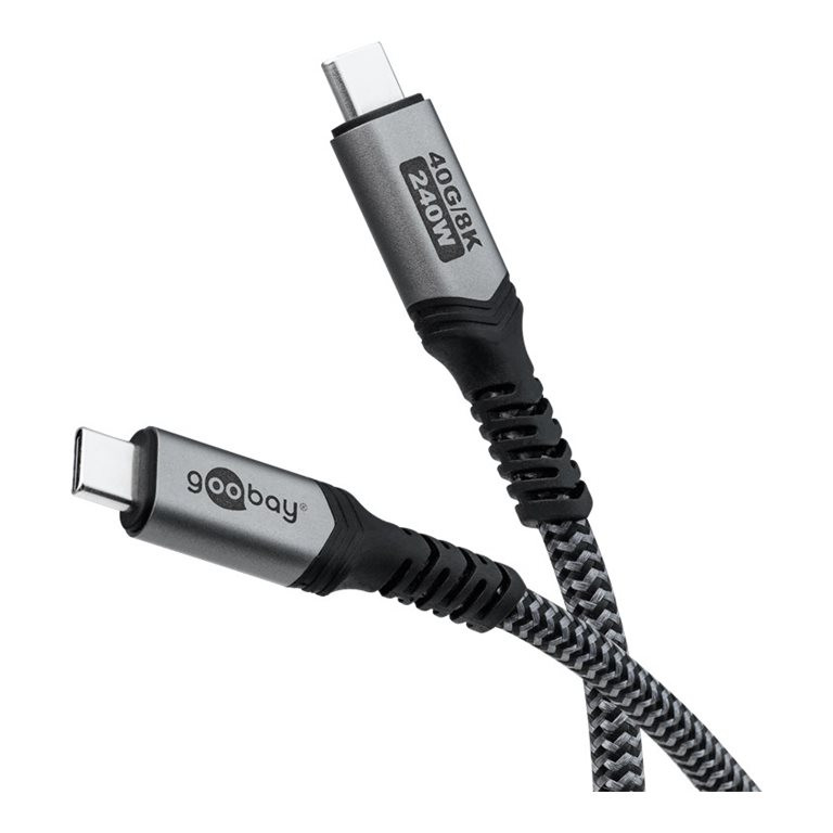 Goobay | USB-C kabelis ar tekstila apvalku, USB4, 240 W, 40 Gbit/s, Power Delivery, 1,5 m