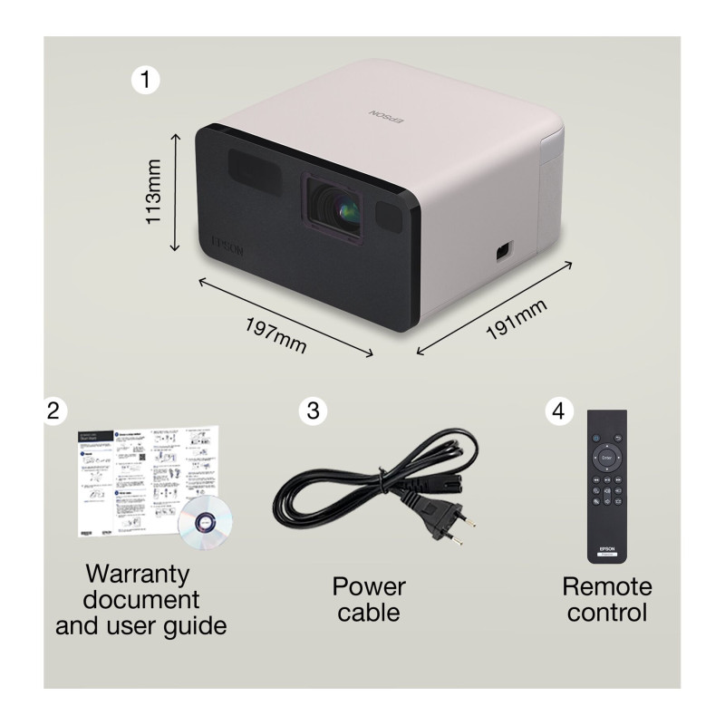 Epson | EF-21W | Full HD (1920x1080) | 1000 ANSI lūmenu | Balts