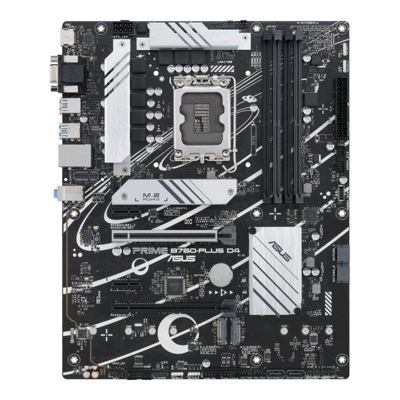 Asus | PRIME B760-PLUS D4 | Procesoru saime Intel | Procesora ligzda LGA1700 | DDR4 | Atbalstītie cietā diska interfeisi M.2, SATA | SATA pieslēgvietu skaits 4