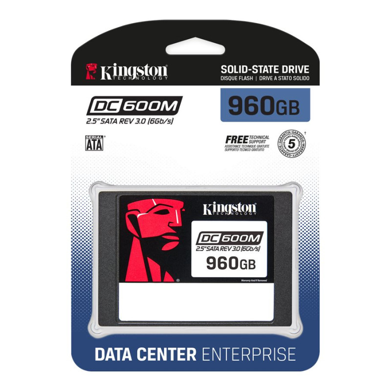 Kingston DC600M | 960 GB | SSD form factor 2.5" | Solid-state drive interface SATA Rev. 3.0 | Read speed 560 MB/s | Write speed 530 MB/s