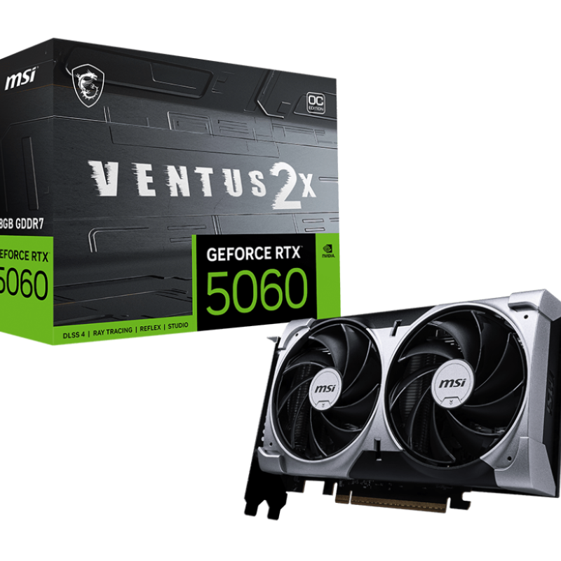 MSI GeForce RTX 5060 8G VENTUS 2X OC | NVIDIA | 8 GB | GeForce RTX 5060 | GDDR7 | HDMI portu skaits 1 | PCI Express Gen 5 x16