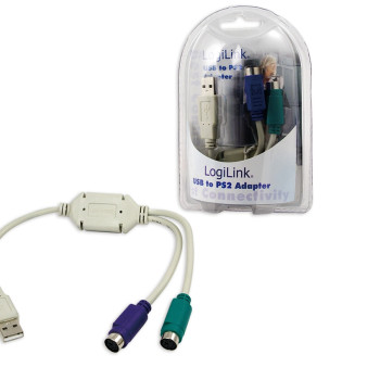 Logilink | Adapter USB to PS/2 x2 :. | Grey | USB M | 2x Mini DIN 6-pin FM | 0.2 m