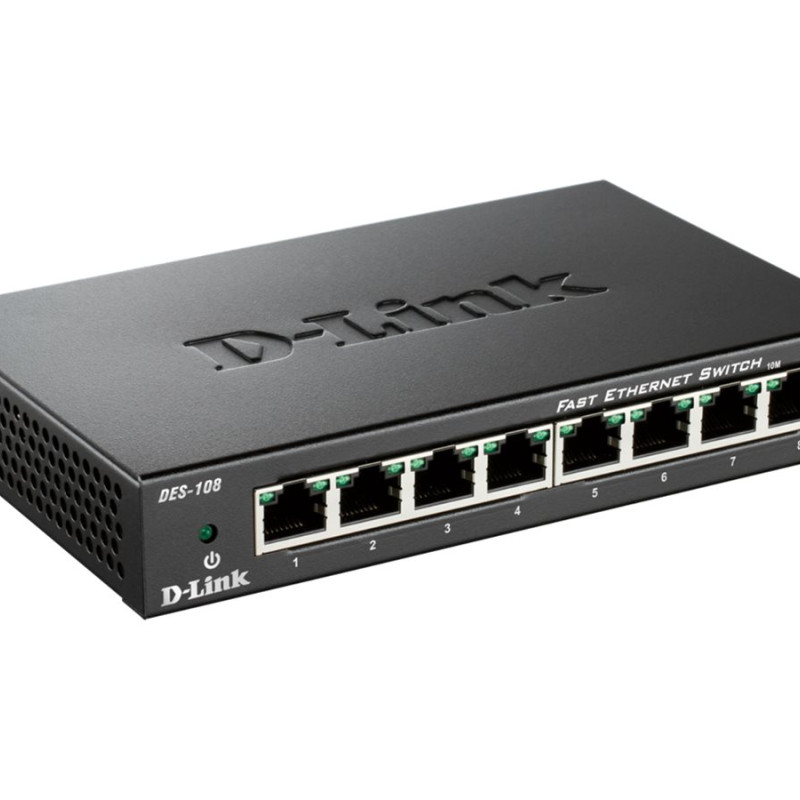 D-Link | Ethernet slēdzis | DES-108/E | Nepārvaldāms | Desktop | 10/100 Mbps (RJ-45) porti 8 | 60 mēneši