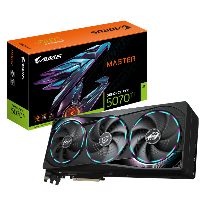 Gigabyte AORUS GeForce RTX 5070 Ti MASTER 16G | NVIDIA | 16 GB | GeForce RTX 5070 Ti | GDDR7 | HDMI ligzdu skaits 1 | PCI-E 5.0