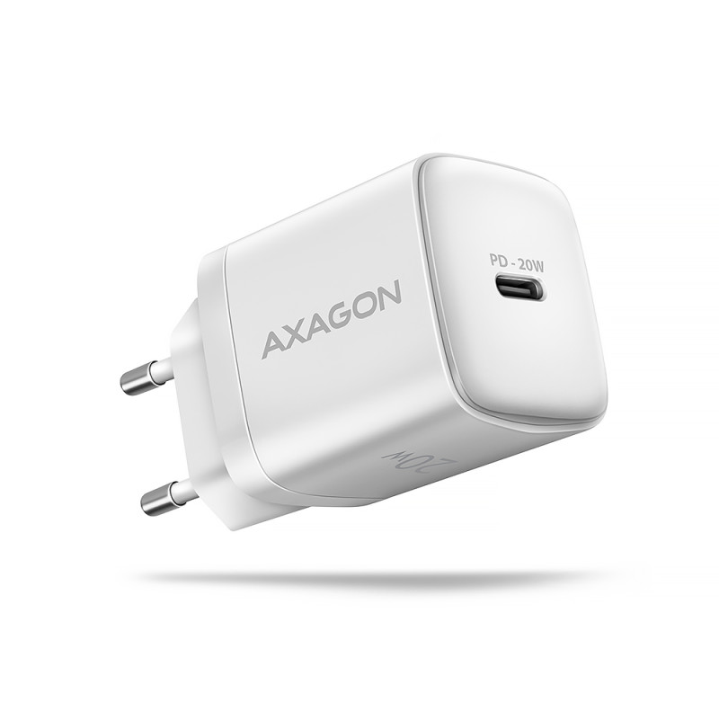 AXAGON Wallcharger 1x ports USB-C, PD3.0 / PPS / QC4+ / AFC / FCP / Apple, 20W | ACU-PD20W