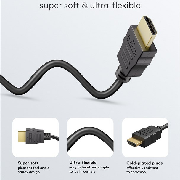 Goobay 80104 Soft HDMI augstas pārvades ātruma kabelis ar Ethernet | Soft | 3 m