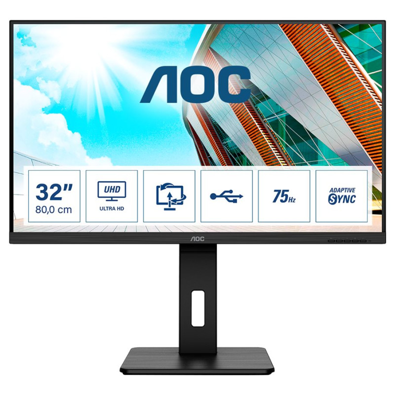 AOC | U32P2 | 32 " | VA | 60 Hz | 4 ms | 3840 x 2160 pixels | HDMI ports quantity 2