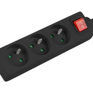 Lanberg barošanas pagarinātājs, 3x franču kontaktligzdas ar slēdzi, kvalitatīva vara, 3 m | PS1-03E-0300-BK