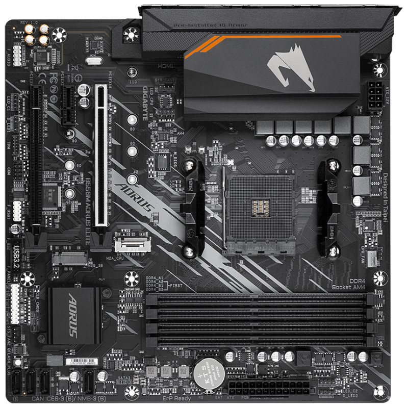 Gigabyte | B550M AORUS ELITE 1.0 | Processor family AMD | Processor socket AM4 | DDR4 DIMM | Memory slots 4 | Number of SATA connectors 4 x SATA 6Gb/s connectors | Chipset AMD B | Micro ATX