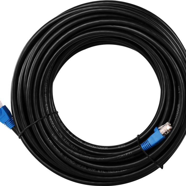 CAT 6 Outdoor-patch cable U/UTP | 94389 | Prewired, unshielded LAN cable with RJ45 plugs for connecting network components; Double-layer polyethylene jacket protects the network cable outdoors and makes it extremely weather-resistant; The outdoor Ethernet cable is ideal for the garden, balcony, camping, building facades and surveillance cameras; High-quality copper-clad aluminium wire (CCA) and gold-plated contacts guarantee an excellent, powerful network connection; Latch protection on the RJ45