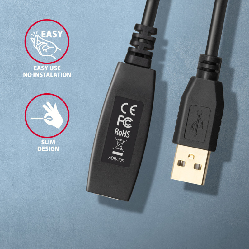 AXAGON | USB Repeater Cable | ADR-205 | USB Type-A to USB Type-A