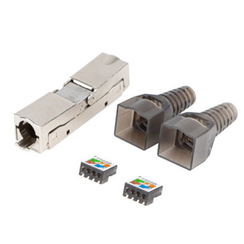 Lanberg | 2x RJ45 CAT6A FTP spraudnis 8P8C bez instrumentiem adapters | PL2SA-6000TL | Sudraba/Caurspīdīgs