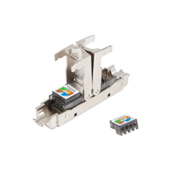 Lanberg | 2x RJ45 CAT6A FTP spraudnis 8P8C bez instrumentiem adapters | PL2SA-6000TL | Sudraba/Caurspīdīgs