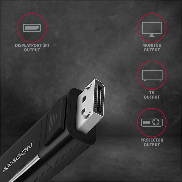 AXAGON Active cable | USB-C to DisplayPort | 1.8 m