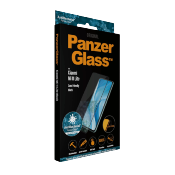PanzerGlass | Ekrāna aizsargstikls | Xiaomi | Mi 11 Lite 4G/5G/5G NE | Stikls | Melns | Aizsargā visu ekrānu; Antibakteriāls stikls; 100% jūtība; Triecienu absorbējošs