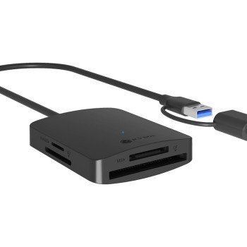 Raidsonic 4‑in‑1 karšu lasītājs ar USB 3.2 Gen 1 Type‑A un Type‑C | IB-CR302-CU3