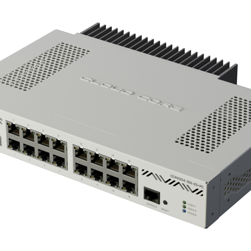 Mikrotik CCR2004-16G-2S+PC | MikroTik | Ethernet Router | CCR2004-16G-2S+PC | 10/100/1000 Mbit/s | Mesh Support No | MU-MiMO No | No mobile broadband