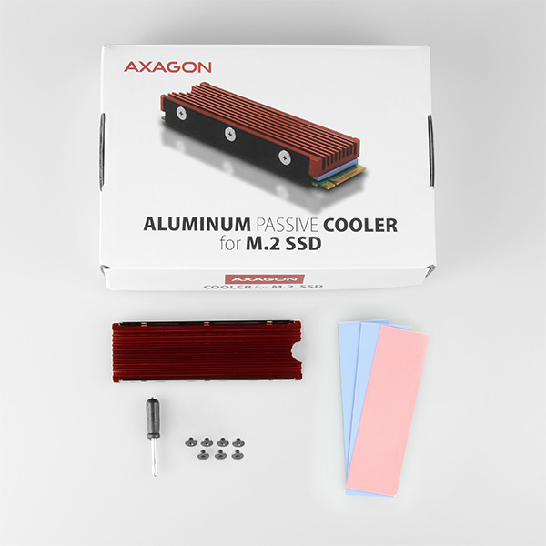 AXAGON | Pasīvs alumīnija dzesētājs visām M.2 SSD, izmērs 2280, augstums 12 mm | CLR-M2